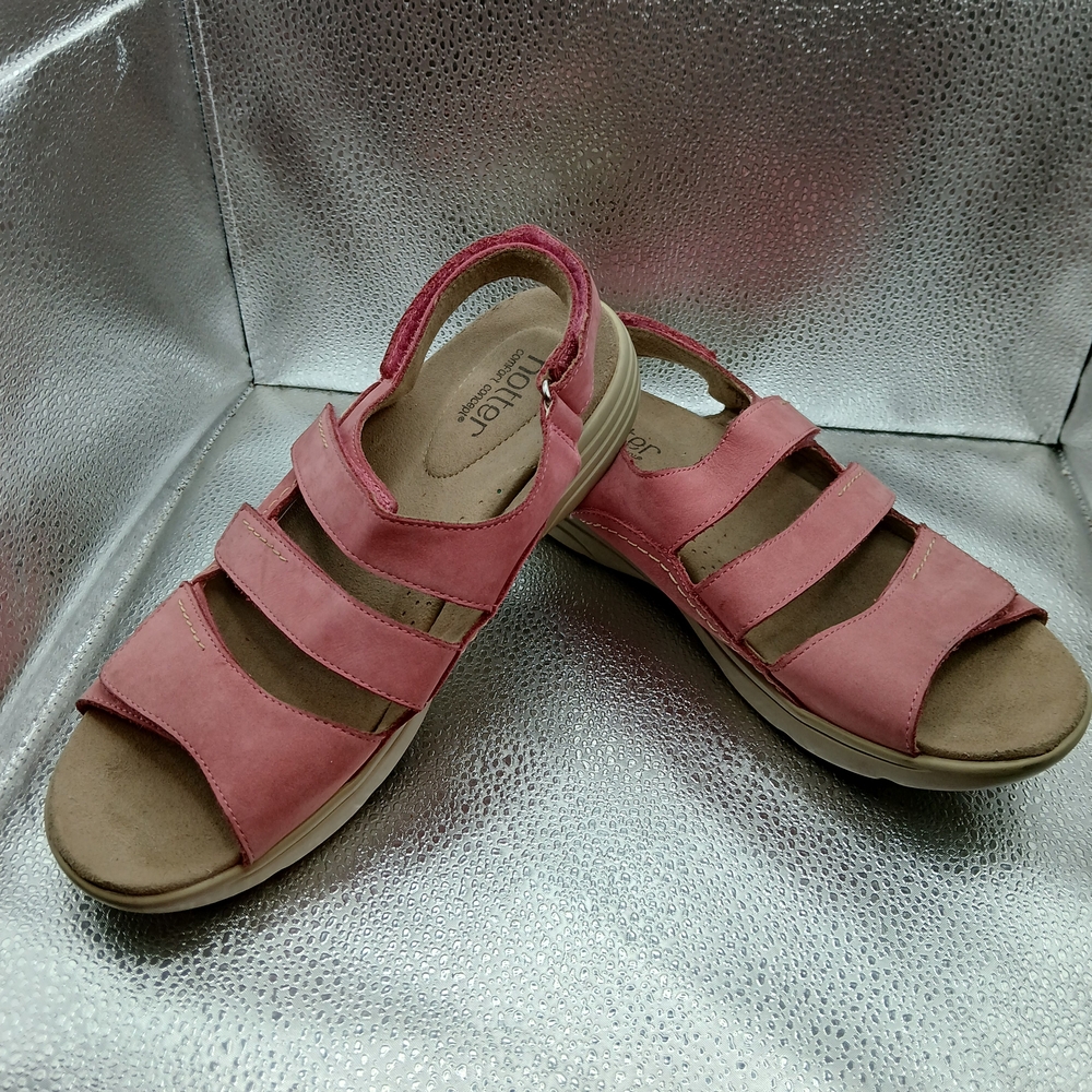 Hotter Pink Leather Sandals with Wide Straps Women's Size 8.5